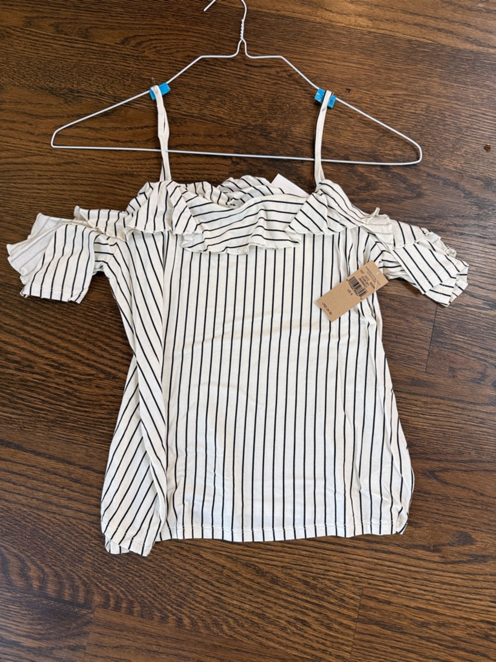 Off-Shoulder Striped Women’s Top in Ivory